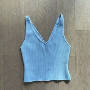 Aritzia Babaton Sculpt Knit Cropped Tank in Light Blue
